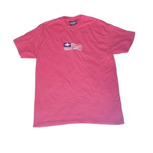 Retro USA Flag Shirt Embroidered American Tee Red Short Sleeve Large Old Varsity